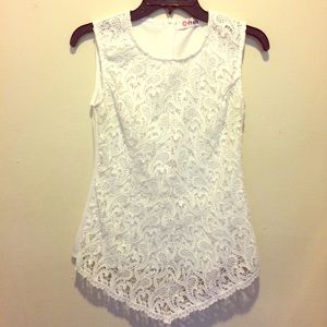 3/$15 White Lace Sleeveless Top Size Medium